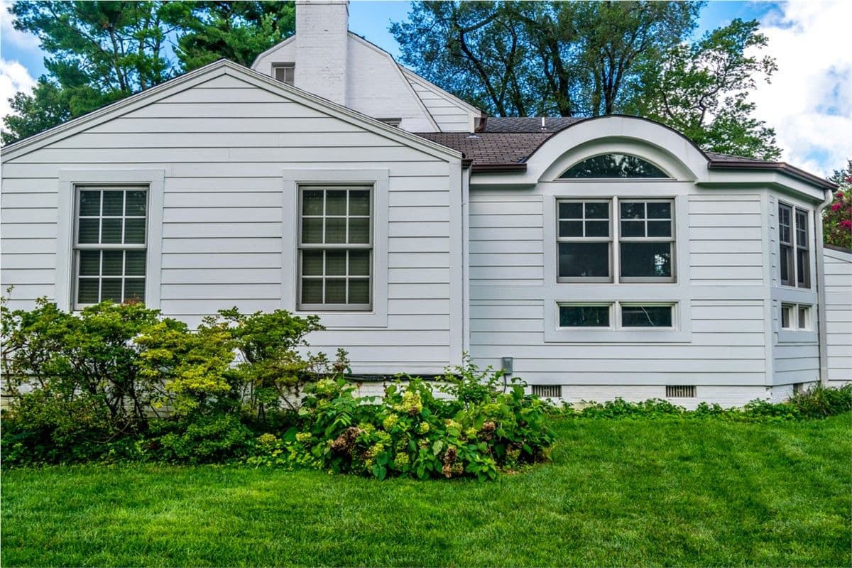 white siding on home