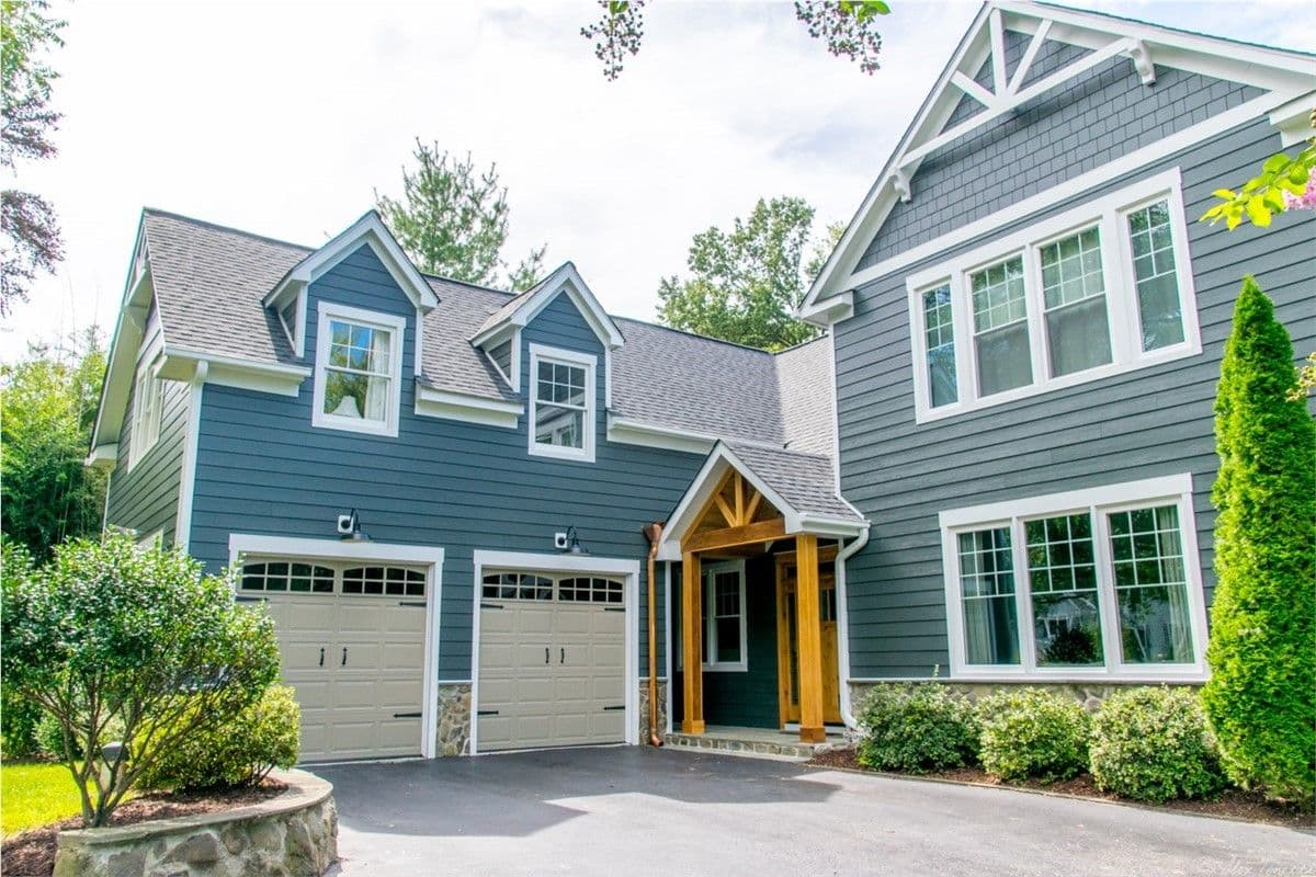 home with blue siding
