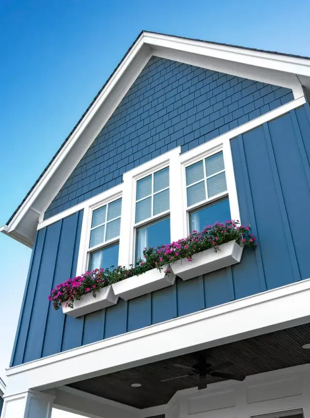 Blue James Hardie home siding