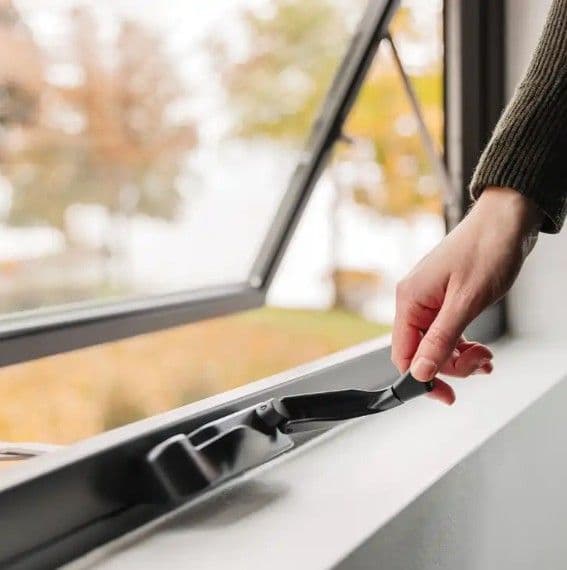 Hand cranking open an awning window